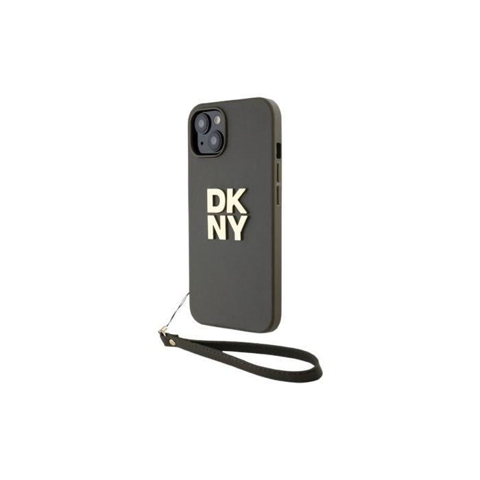 Obal DKNY PU Leather Stack Logo Wrist Strap Apple iPhone 15 DKHCP15SPBSWSA hnedý