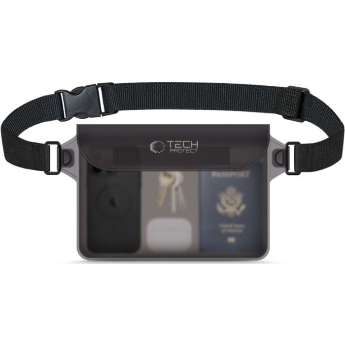 Vodotesné púzro na mobil a doklady Tech-Protect UWP10 univerzálne black/clear