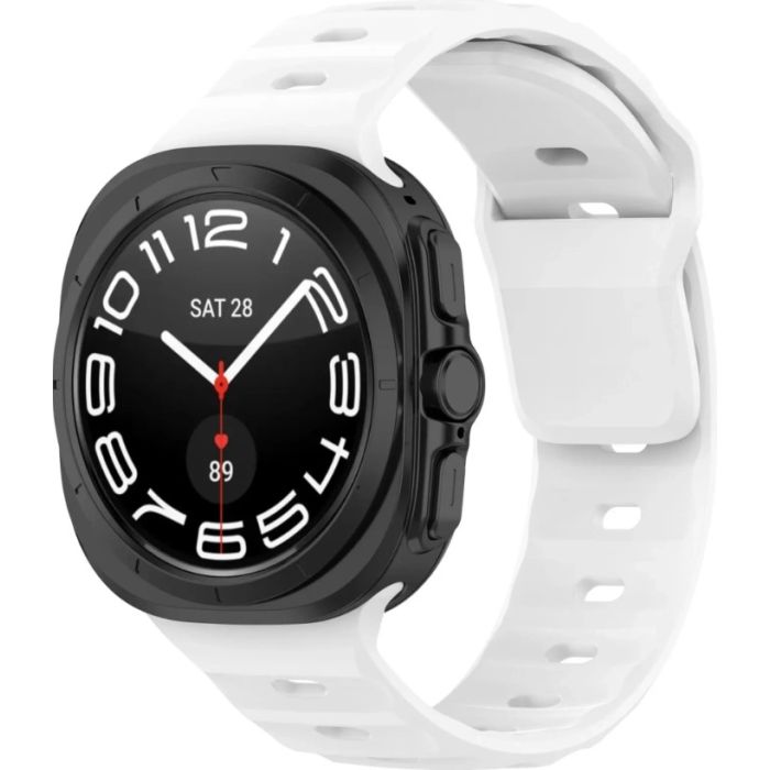 Remienok Bizon Strap Watch Silicone Samsung Galaxy Watch Ultra 47 mm biely