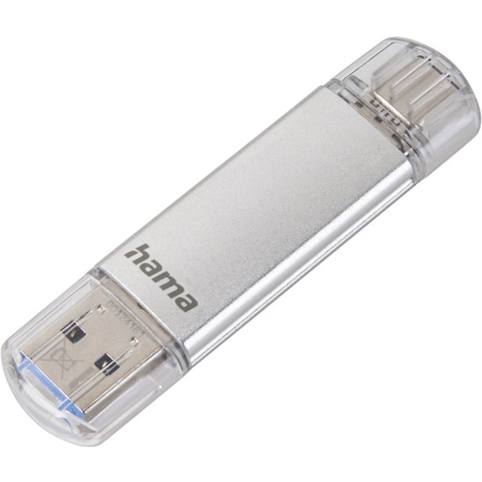 USB kľúč Hama Flash Pen Laeta, USB-C/USB-A 3.1, 256 GB, 40 MB/s, strieborný