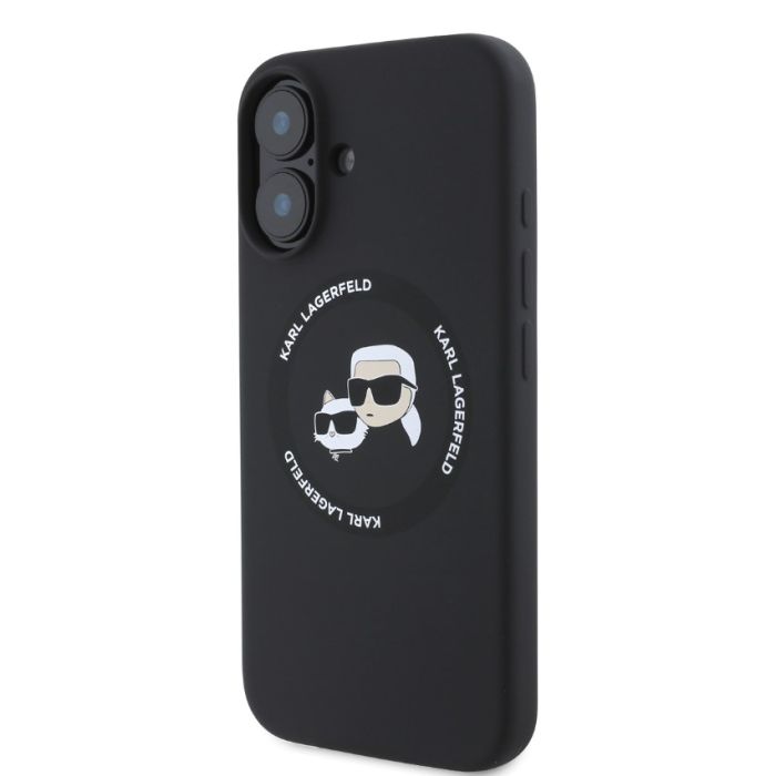 Obal Karl Lagerfeld Liquid Silicone K&CH Heads MagSafe Apple iPhone 16 KLHMP16SSKCHTCK čierny