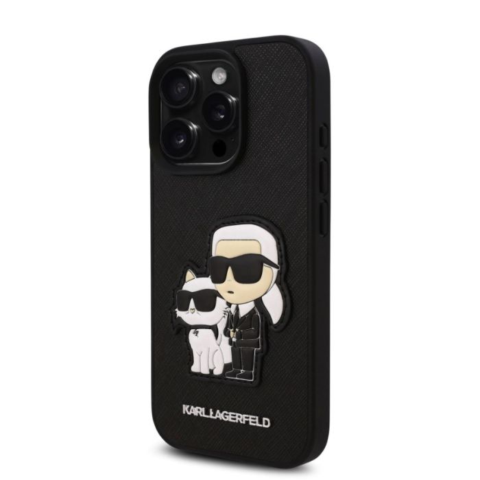 Obal Karl Lagerfeld PU Saffiano Karl and Choupette Apple iPhone 16 Pro  KLHCP16LSANKCPK čierny