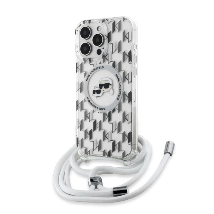 Obal Karl Lagerfeld IML Monogram Crossbody K&CH Heads MagSafe Apple iPhone 16 Pro Max KLHMP16XHCKCKLCT transparentný