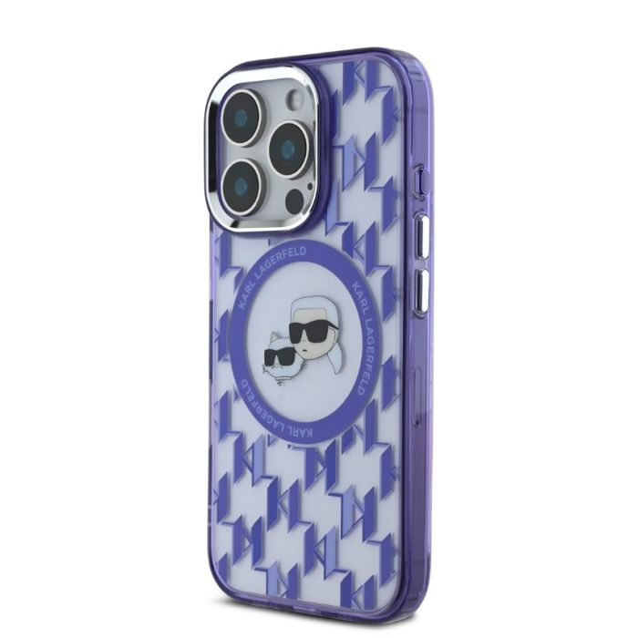 Obal Karl Lagerfeld IML Monogram K&CH Heads MagSafe Apple iPhone 16 Pro Max KLHMP16XHMCKMHU fialový