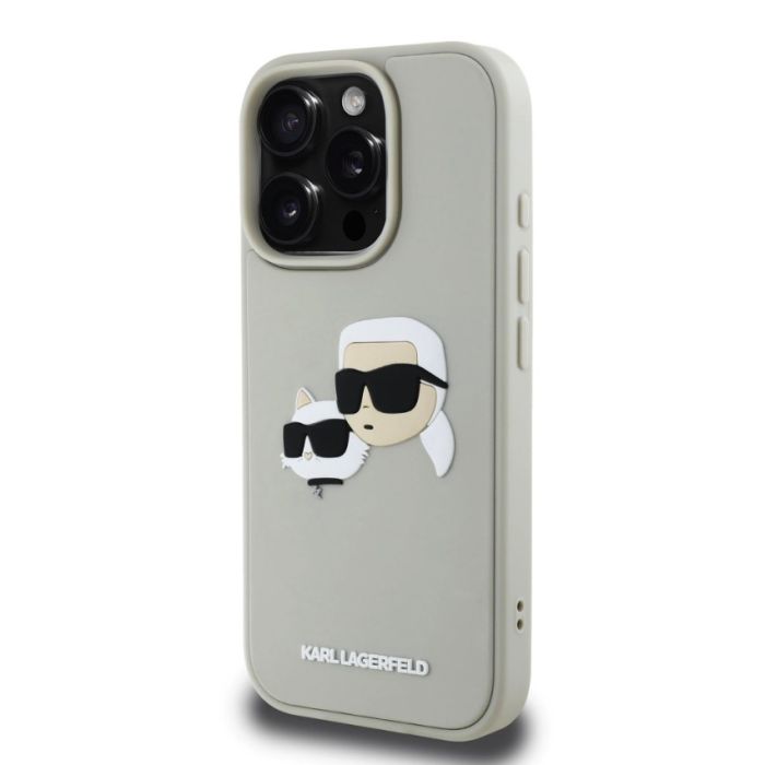 Obal Karl Lagerfeld 3D Rubber Double Heads Apple iPhone 16 Pro KLHCP16LRBCKCHLE béžový