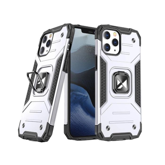 Obal Rugged Ring Armor Apple iPhone 13 strieborný