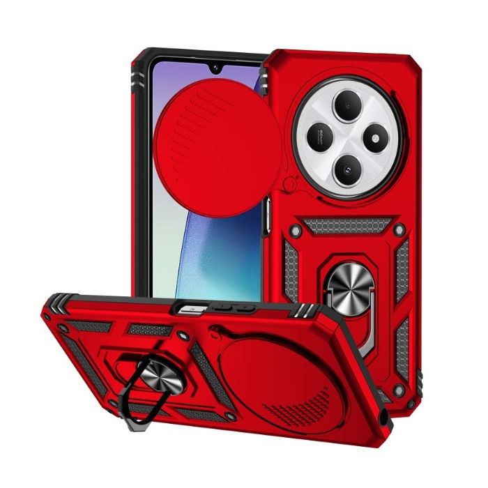 Obal Camshield Ring Armor Xiaomi Redmi 14C/POCO C75 červený