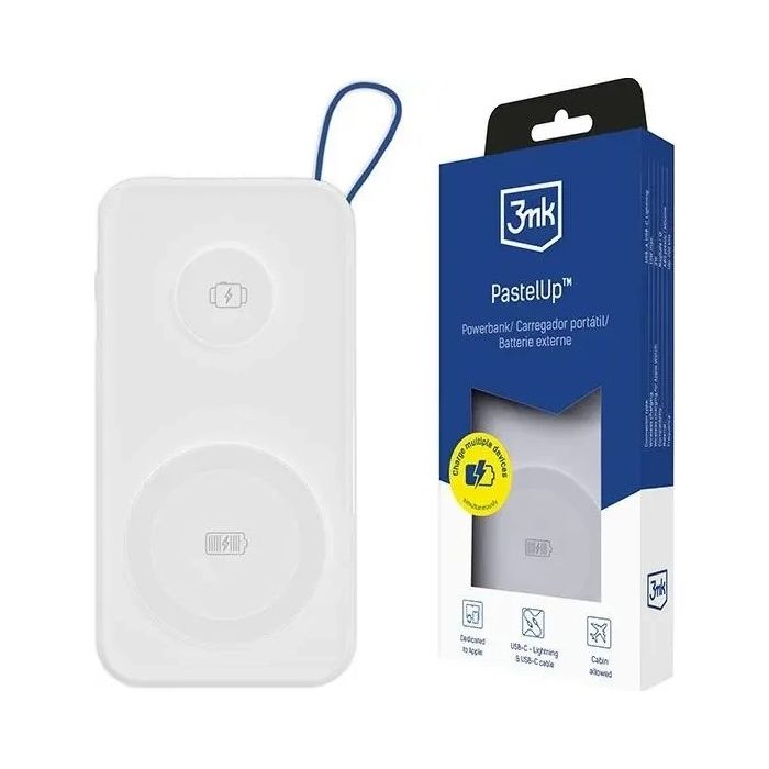 3MK PastelUp Powerbanka, 10000mAh 22.5W (USB-A, USB-C,2xMagSafe) biela