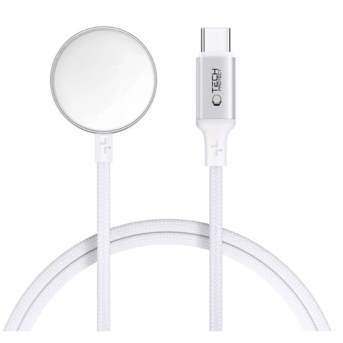 Tech-Protect MC02 Ultraboost, magnetický nabíjací kábel pre Apple Watch, biely