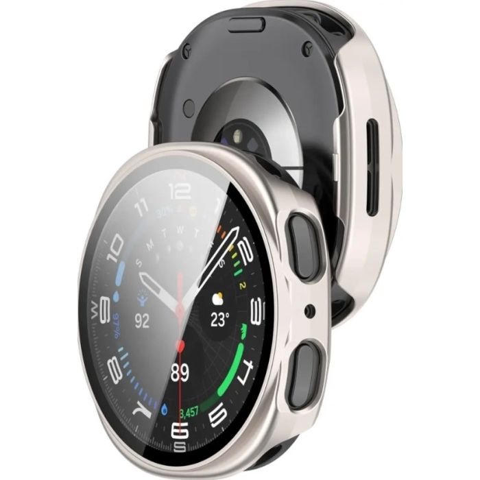 Ochranné puzdro/sklo Bizon Case PlusGlass Watch Samsung Galaxy Watch 8 40mm sivé