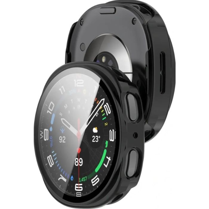 Ochranné puzdro/sklo Bizon Case PlusGlass Watch Samsung Galaxy Watch 8 40mm čierne