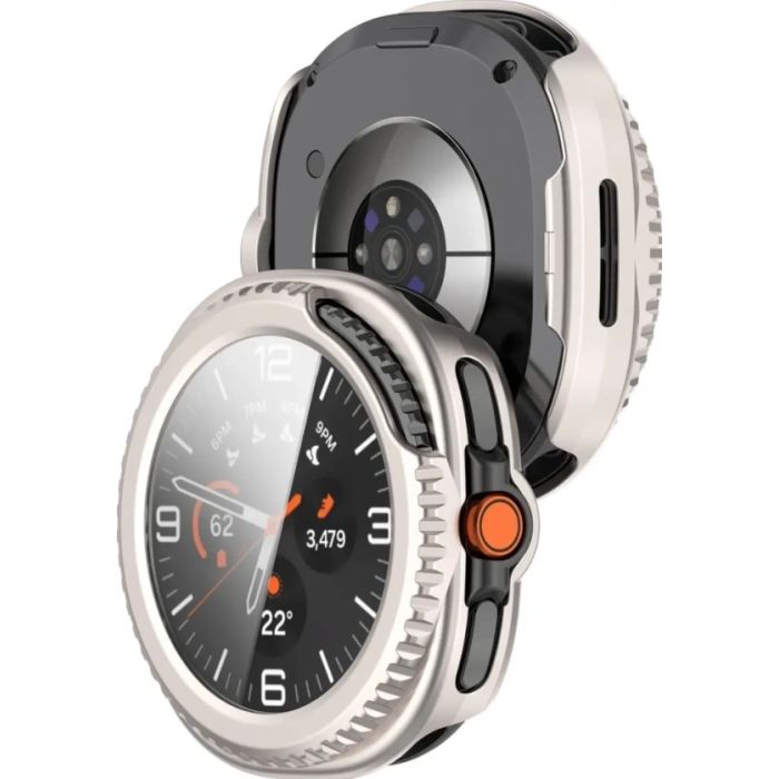 Ochranné puzdro/sklo Bizon Case PlusGlass Watch Samsung Galaxy Watch 8 Classic 46mm sivé