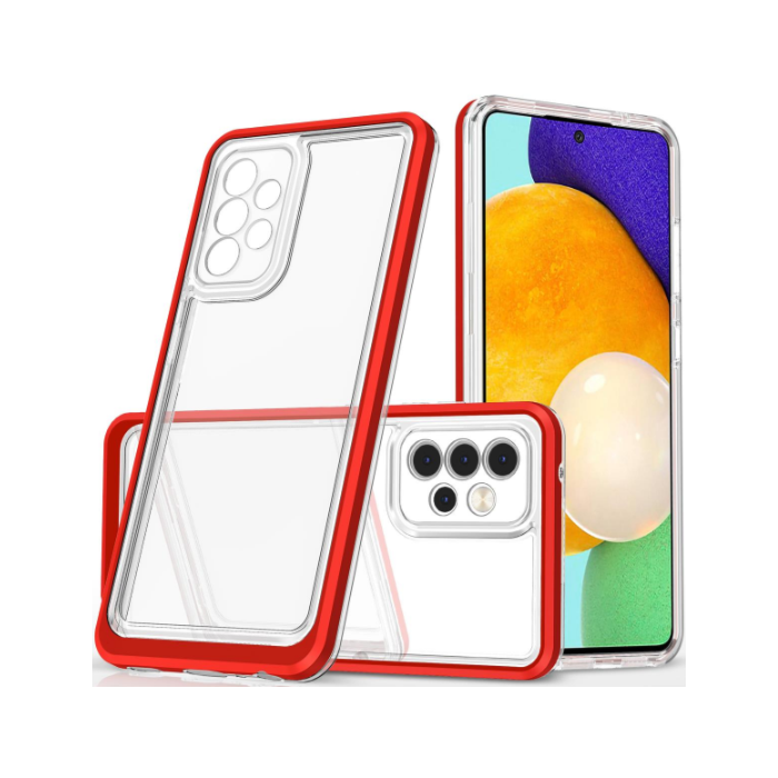 Obal Hybrid Armor 3v1 Apple iPhone 14 transparentno-červený