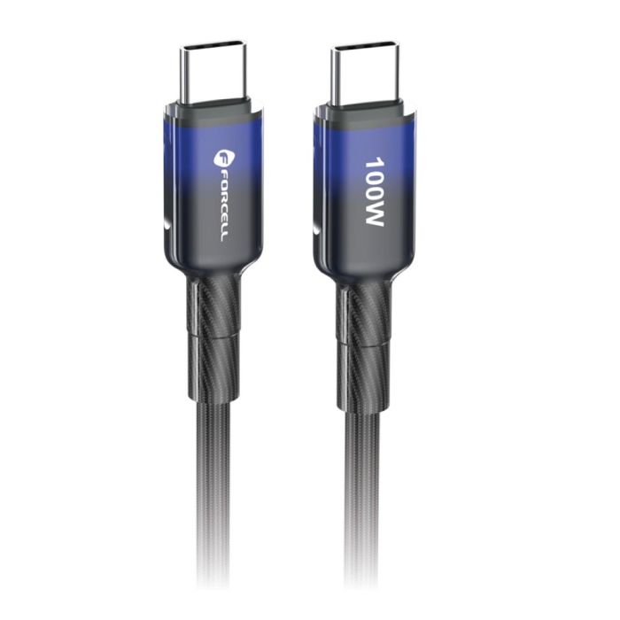 FORCELL F-ENERGY C357 Gradient, USB-C/USB-C, QC4.0 PD 5A 100W, 1m, čierny
