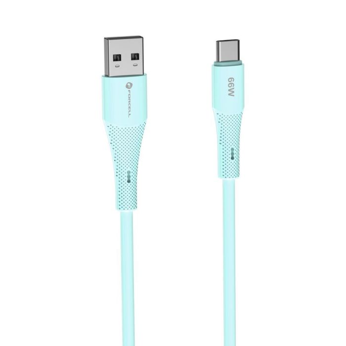FORCELL F-ENERGY C342 Silicone, USB-A/USB-C, QC4.0 3A 66W, 1m, modrý