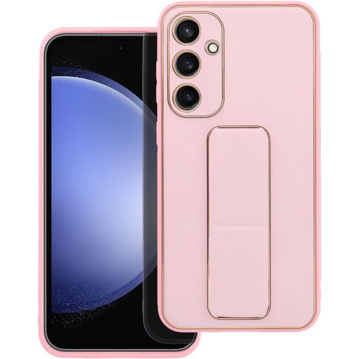 Obal LEATHER Case Kickstand Samsung Galaxy S24 FE 5G S721 pink