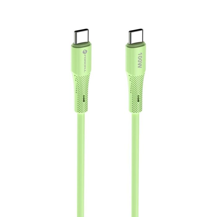 FORCELL F-ENERGY C347 Silicone, USB-C/USB-C, QC4.0 PD 5A 100W, 1m, zelený