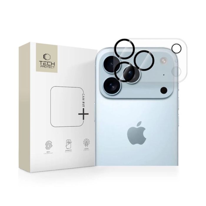 Ochranné sklo na fotoaparát Tech-Protect Cam Fit+ Apple iPhone 17 Pro Max transparentné