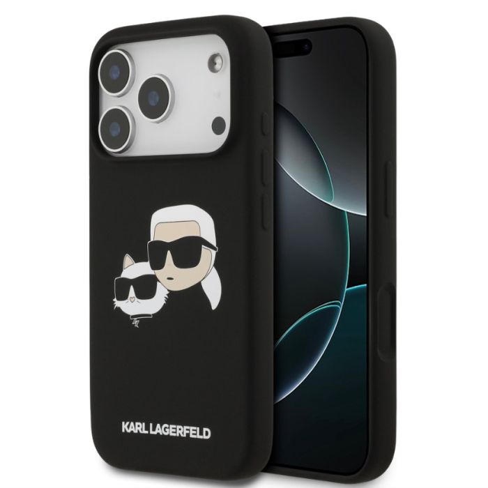 Obal Karl Lagerfeld Liquid Silicone Double Heads MagSafe Apple iPhone 17 Pro KLHMP17LSKCHPPLK čierny