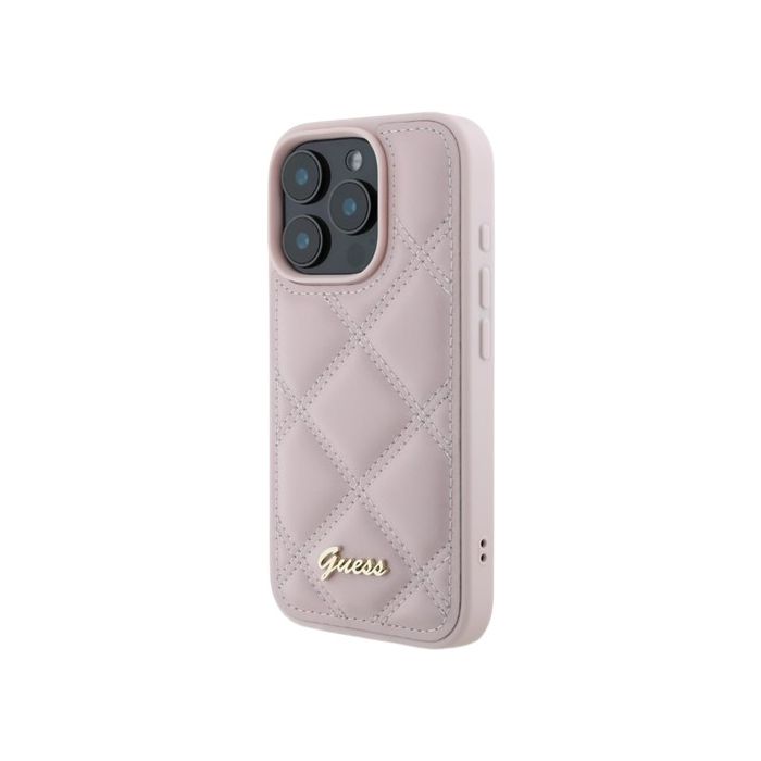 Obal Guess PU Leather Quilted Apple iPhone 16 Pro Max GUHCP16XPSQSQSP Pink