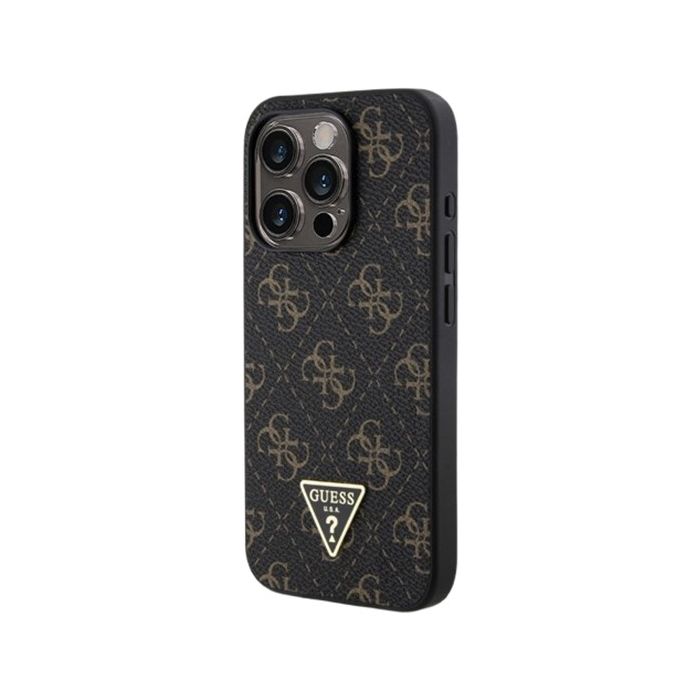 Obal Guess PU Leather 4G Triangle Metal Logo Apple iPhone 16 Pro Max GUHCP16XPG4GPK Black