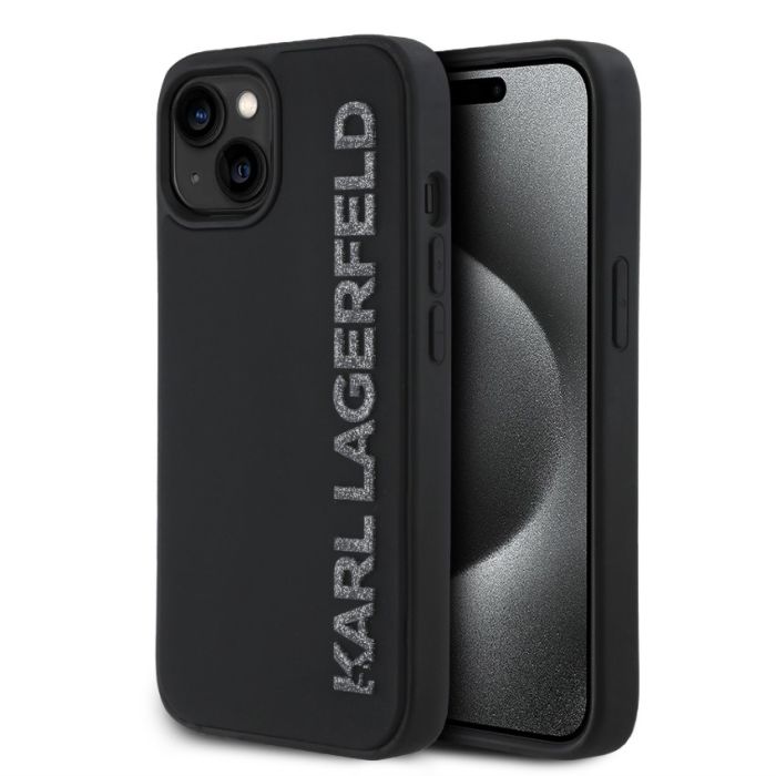 Obal Karl Lagerfeld 3D Rubber Glitter Logo Apple iPhone 13 KLHCP13MRBKGVCK čierny