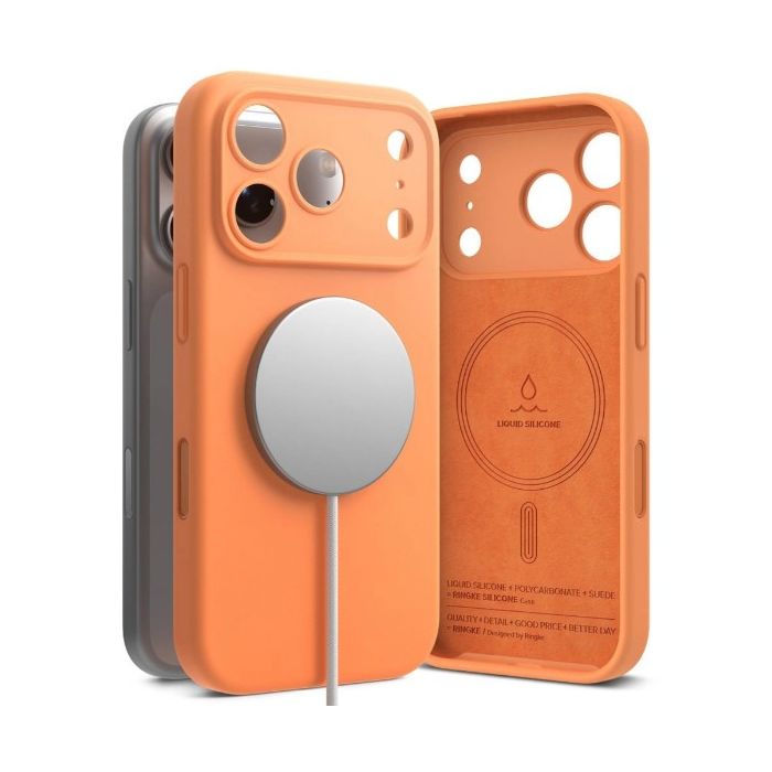 Obal Ringke Silicone Magnetic MagSafe Apple iPhone 17 Pro oranžový