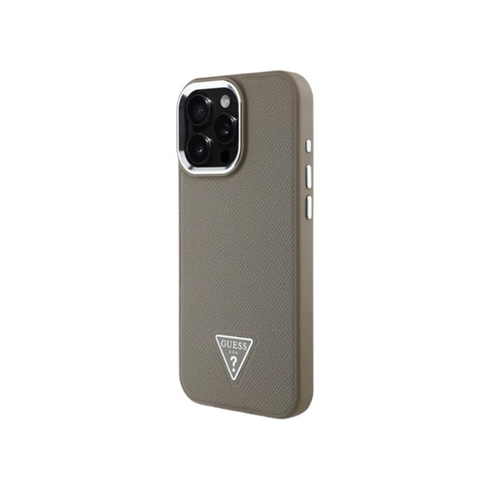 Obal Guess PU Grained Triangle Logo Apple iPhone 16 Pro GUHMP16LPGTSPSW Brown