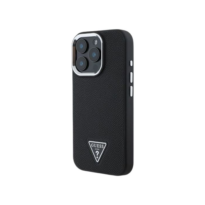 Obal Guess PU Grained Triangle Logo Apple iPhone 16 Pro GUHMP16LPGTSPSK Black