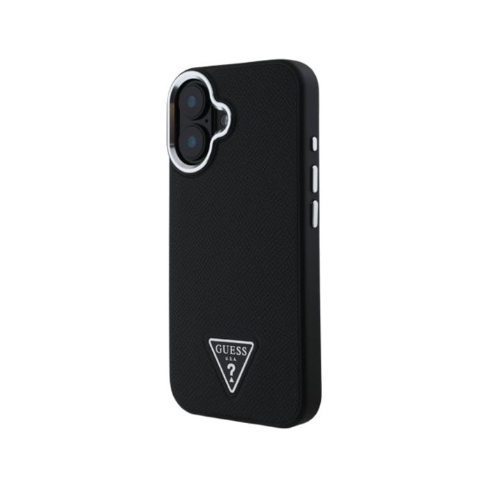 Obal Guess PU Grained Triangle Logo Apple iPhone 16 GUHMP16SPGTSPSK Black
