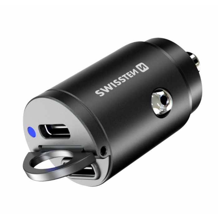 SWISSTEN Nano CL, PD 45W, 2x USB-C, čierna (Bulk)