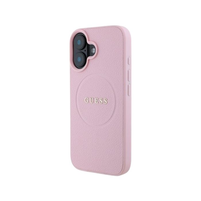 Obal Guess PU Grained Classic Logo MagSafe Apple iPhone 16 GUHMP16SPGHSMMP Pink