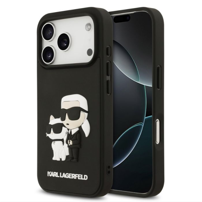 Obal Karl Lagerfeld 3D Rubber Karl and Choupette Apple iPhone 17 Pro KLHCP17L3DRKCNK čierny
