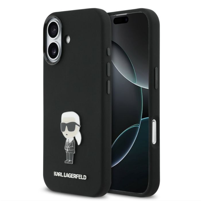 Obal Karl Lagerfeld Liquid Silicone Metal Ikonik Apple iPhone 17 KLHCP17SSMHKNPK čierny