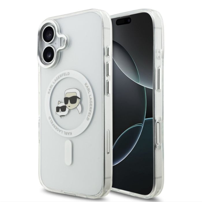 Obal Karl Lagerfeld IML K&CH Heads Metal Frame MagSafe Apple iPhone 17 KLHMP17SHLSKCH transparentný