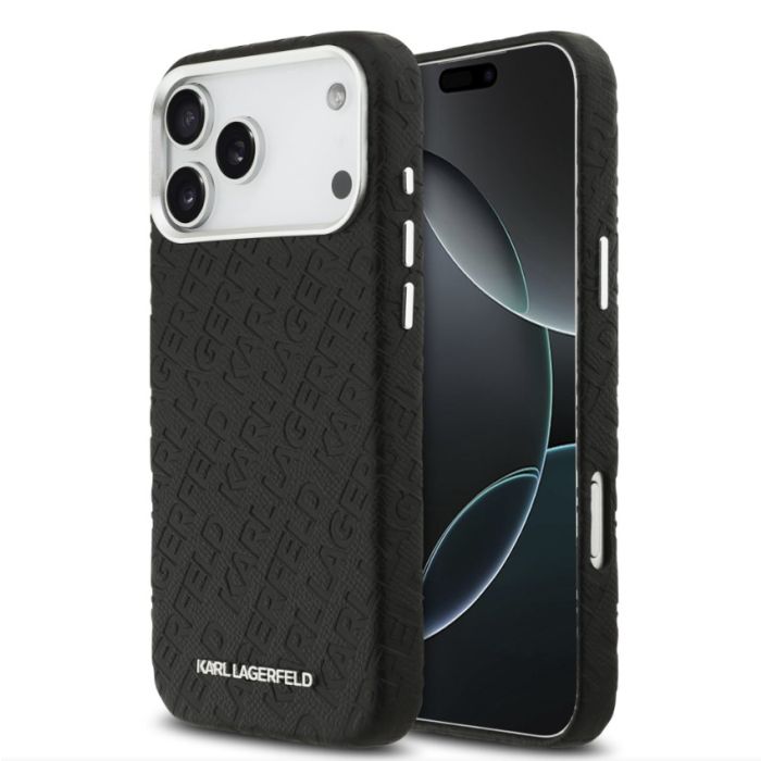 Obal Karl Lagerfeld Grained PU Repeated Logo MagSafe Apple iPhone 17 Pro Max KLHMP17XPGKLFOFK čierny