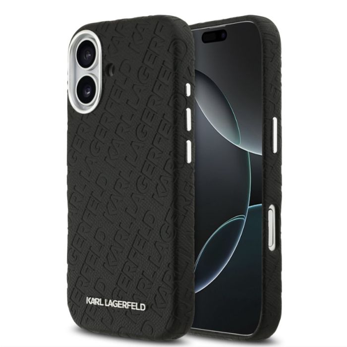 Obal Karl Lagerfeld Grained PU Repeated Logo MagSafe Apple iPhone 17 KLHMP17SPGKLFOFK čierny