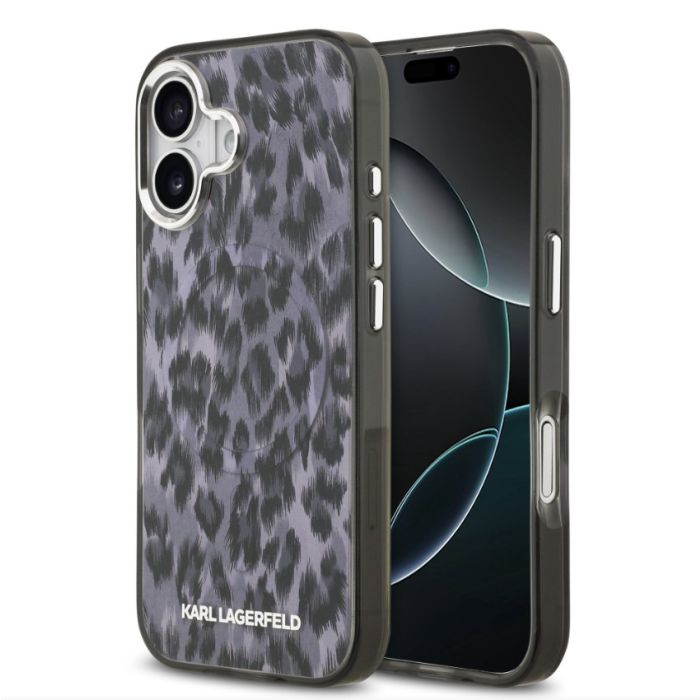 Obal Karl Lagerfeld IML Leopard MagSafe Apple iPhone 17 KLHMP17SHDLEOICK sivý