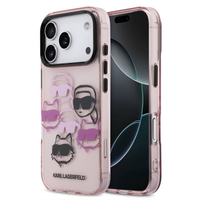 Obal Karl Lagerfeld IML Multi K&CH Heads Apple iPhone 17 Pro Max KLHCP17XHMCHKCOP ružový