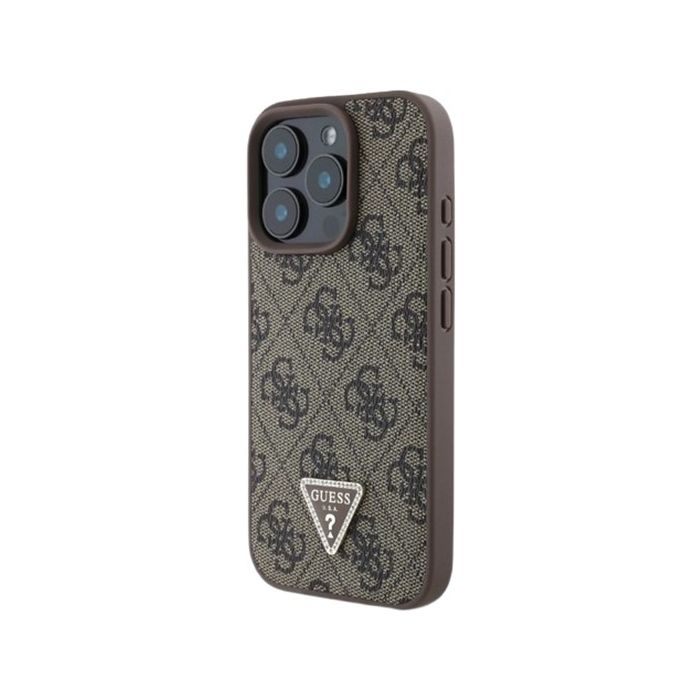 Obal Guess PU 4G Strass Triangle Metal Logo Apple iPhone 16 Pro Max GUHCP16XP4TDPW Brown