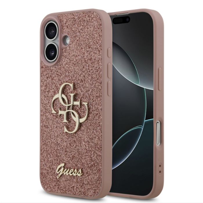 Obal Guess PU Fixed Glitter 4G Metal Logo Apple iPhone 17 GUHCP17SHG4SGP ružový