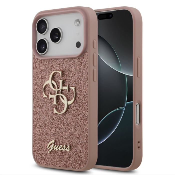 Obal Guess PU Fixed Glitter 4G Metal Logo Apple iPhone 17 Pro GUHCP17LHG4SGP ružový