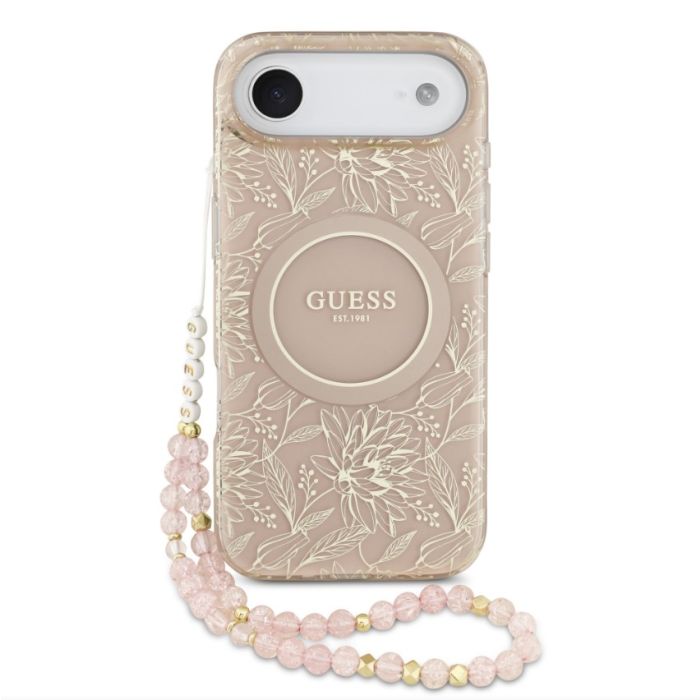 Obal Guess IML Flowers Allover Strap MagSafe Apple iPhone Air GUHMP17MHCPOFPP ružový