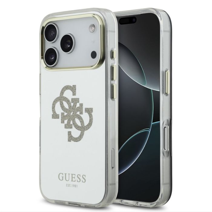 Obal Guess PC/TPU Mirror 4G Glitter Logo MagSafe Apple iPhone 17 Pro GUHMP17LHMR4GDG zlatý