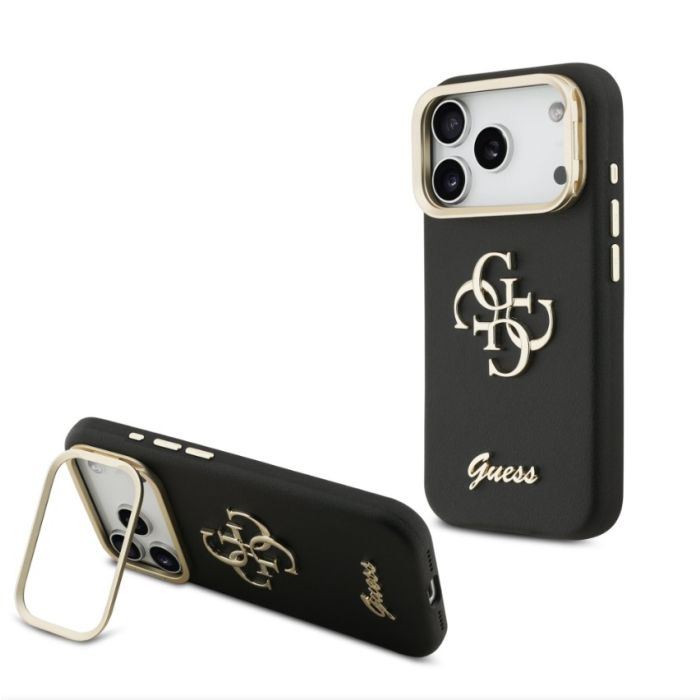 Obal Guess PU Grained 4G Logo Stand Camera Frame Apple iPhone 17 Pro GUHCP17LPCS4GSK čierny