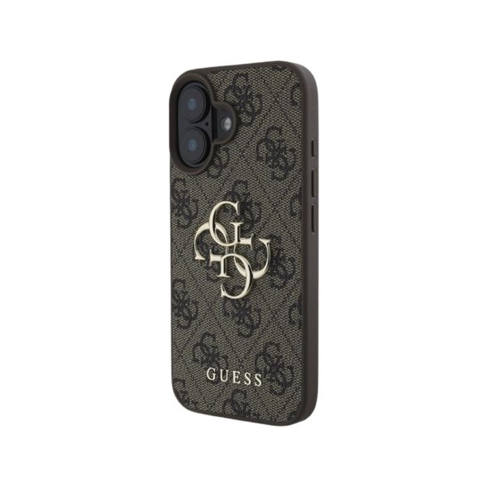 Obal Guess PU 4G Metal Logo Apple iPhone 16 GUHCP16S4GMGBR Brown
