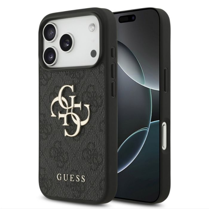 Obal Guess PU 4G Metal Logo Apple iPhone 17 Pro GUHCP17L4GMGGR sivý