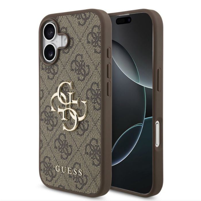 Obal Guess PU 4G Metal Logo Apple iPhone 17 GUHCP17S4GMGBR hnedý