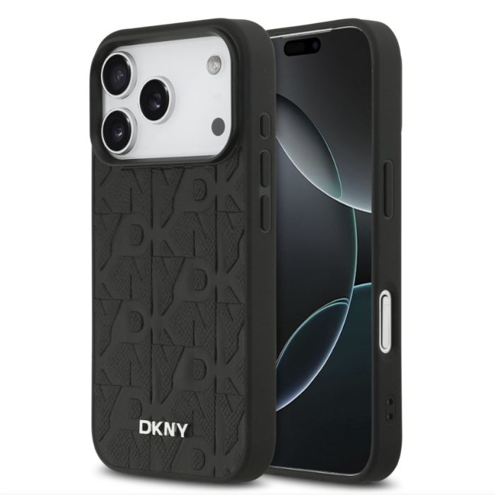 Obal DKNY PU Leather Grid Pattern Magsafe Apple iPhone 17 Pro DKHMP17LPSGPHMK čierny