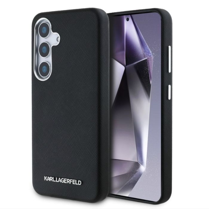 Obal Karl Lagerfeld PU Saffiano Metal Logo and Frame Samsung Galaxy S25 5G S931 KLHMS25SPSAFWMCK čierny